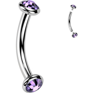 Titan Curved Barbell Opal Zirkonia Innengewinde
