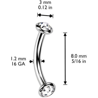 Titan Curved Barbell Opal Zirkonia Innengewinde