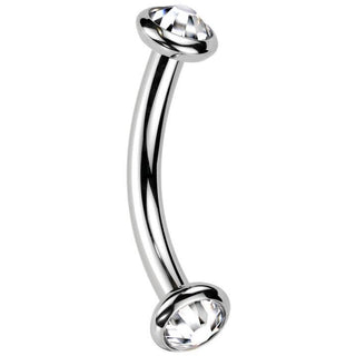Titan Curved Barbell Opal Zirkonia Innengewinde