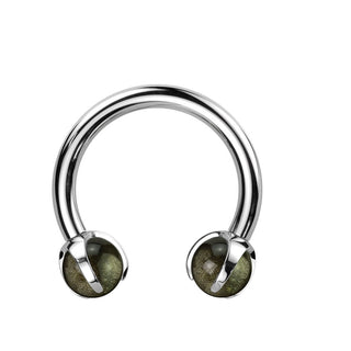 Hufeisen Piercing Halbedelstein Innengewinde