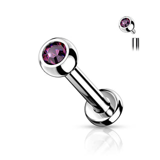 Titan Labret Kugel Zirkonia Silber Innengewinde