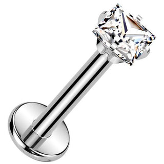 Titan Labret Zirkonia Quadrat Krappenfassung Innengewinde