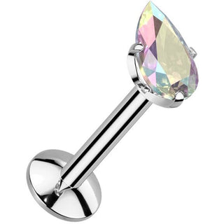 Titan Labret Tropfenförmige Zirkonia-Krappenfassung Innengewinde