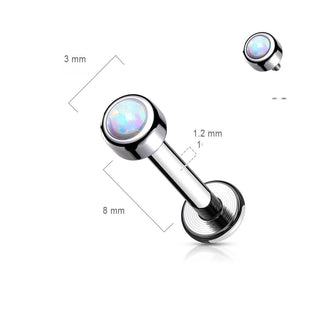Titan Labret Opal Rund Silber Innengewinde