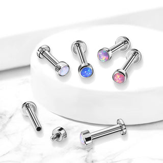 Titan Labret Opal Rund Silber Innengewinde