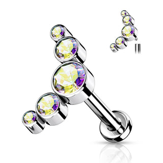Titan Labret 5 Zirkonia Flach Silber Innengewinde