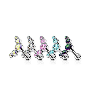 Titan Labret 5 Zirkonia Flach Silber Innengewinde