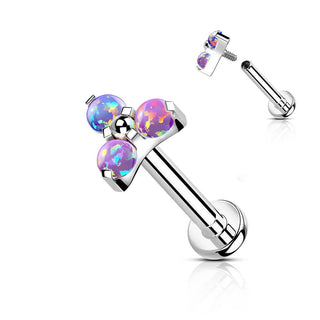 Titan Labret Dreieck Opal Silber Innengewinde