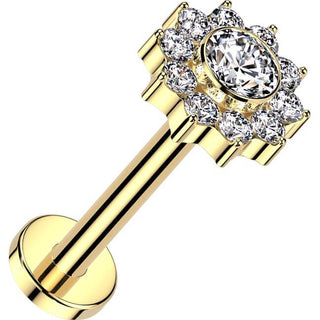 Titan Labret Blume Zirkonia Innengewinde