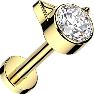 Titan Labret Katze Zirkonia Innengewinde