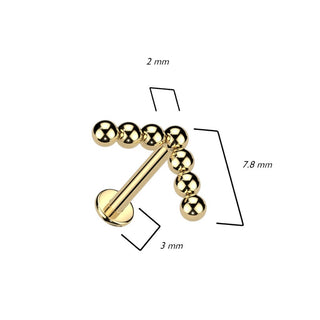 Titan Labret L-Form Kugeln Innengewinde