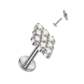 Titan Labret Diamantform Zirkonia Innengewinde