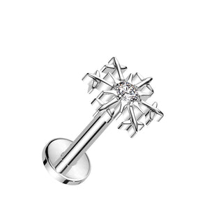 Titan Labret Schneeflocke Zirkonia Innengewinde