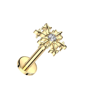 Titan Labret Schneeflocke Zirkonia Innengewinde