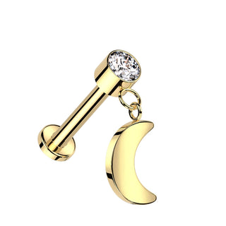 Titan Labret Mond Zirkonia Innengewinde