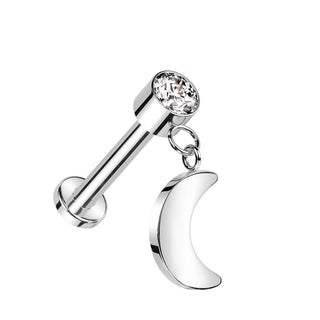 Titan Labret Mond Zirkonia Innengewinde