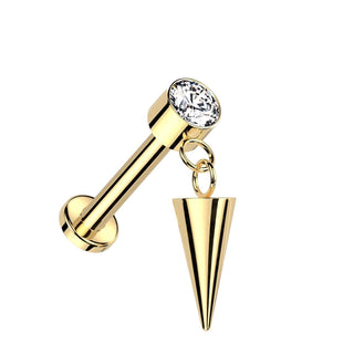 Titan Labret Stachel Zirkonia Innengewinde