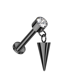 Titan Labret Stachel Zirkonia Innengewinde