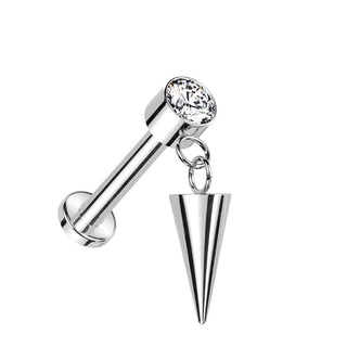 Titan Labret Stachel Zirkonia Innengewinde