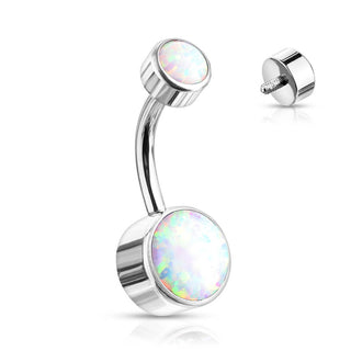 Titan Bauchnabelpiercing Opal Rund Silber Innengewinde