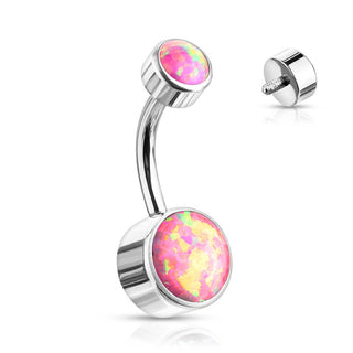 Titan Bauchnabelpiercing Opal Rund Silber Innengewinde