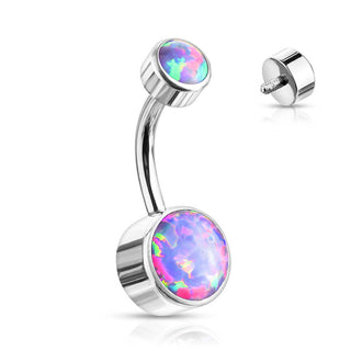 Titan Bauchnabelpiercing Opal Rund Silber Innengewinde