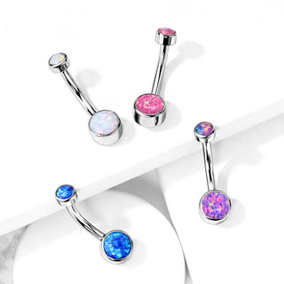 Titan Bauchnabelpiercing Opal Rund Silber Innengewinde