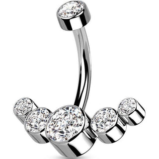Titan Bauchnabelpiercing 5 Zirkonia Silber Innengewinde