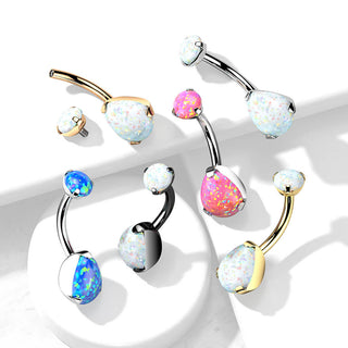 Titan Bauchnabelpiercing Tropfen Opal Krappenfassung Innengewinde