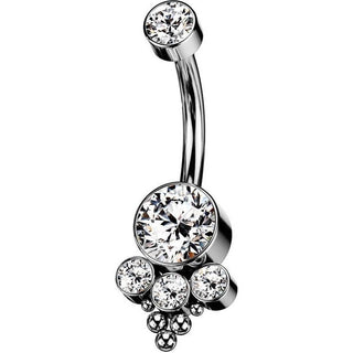 Titan Bauchnabelpiercing Zirkonia Opal Silber Innengewinde