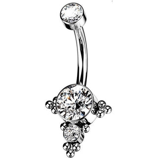 Titan Bauchnabelpiercing Zirkonia Opal Silber Innengewinde