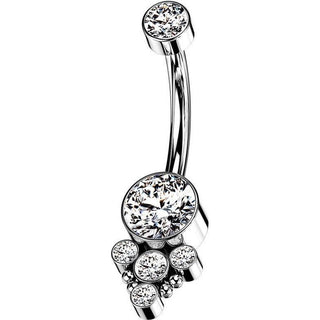 Titan Bauchnabelpiercing Zirkonia Opal Silber Innengewinde