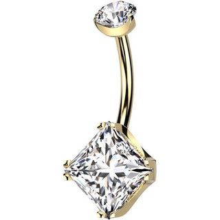 Titan Bauchnabelpiercing Quadrat Zirkonia Innengewinde