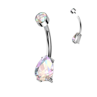 Titan Bauchnabelpiercing Tropfen Zirkonia Innengewinde