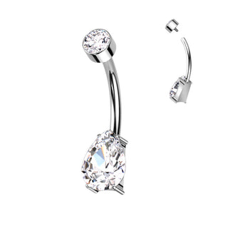 Titan Bauchnabelpiercing Tropfen Zirkonia Innengewinde