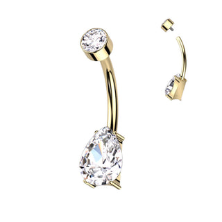 Titan Bauchnabelpiercing Tropfen Zirkonia Innengewinde