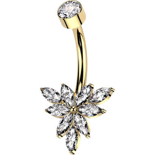 Titan Bauchnabelpiercing Marquise Zirkonia Innengewinde