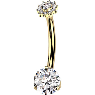 Titan Bauchnabelpiercing Zirkonia Blume rund Innengewinde