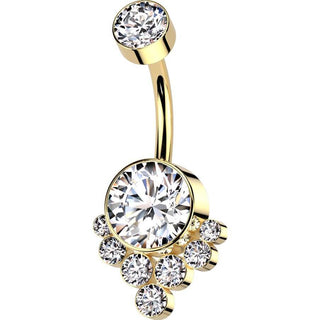 Titan Bauchnabelpiercing Zirkonia Cluster Innengewinde