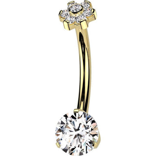 Titan Bauchnabelpiercing Blume Zirkonia Innengewinde