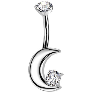 Titan Bauchnabelpiercing Viertel Mond Zirkonia Stern Innengewinde