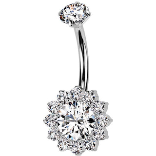 Titan Bauchnabelpiercing Sonnenblume Zirkonia Innengewinde