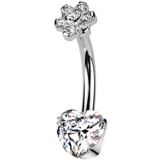 Titan Bauchnabelpiercing Herz Blume Zirkonia Innengewinde