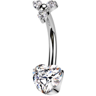 Titan Bauchnabelpiercing Herz Zirkonia Innengewinde