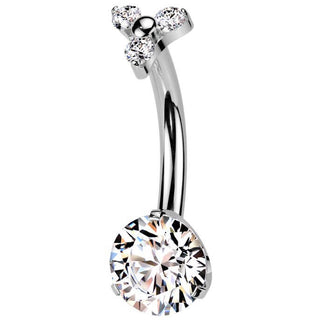 Titan Bauchnabelpiercing runder Zirkonia 3 kleine Zirkonia Innengewinde