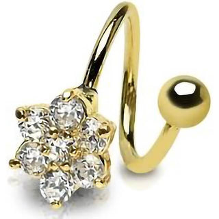 Hufeisen Piercing Blume Twister Zirkonia