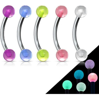 Augenbrauenpiercing Glow in the Dark, 5 Stück