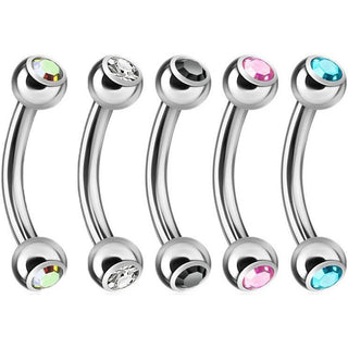 Augenbrauenpiercing Kugel Zirkonia Silber, 5 Stück