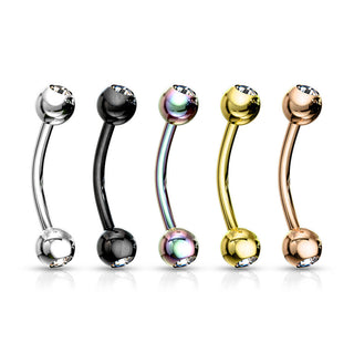 Augenbrauenpiercing Kugel Zirkonia Titan PVD, 5 Stück