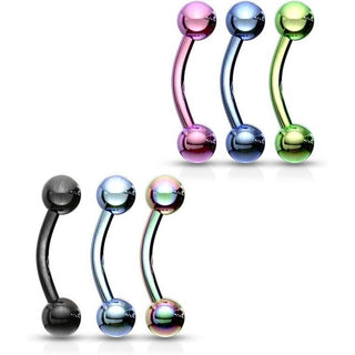 Augenbrauenpiercing Kugel Titan PVD, 6 Stück